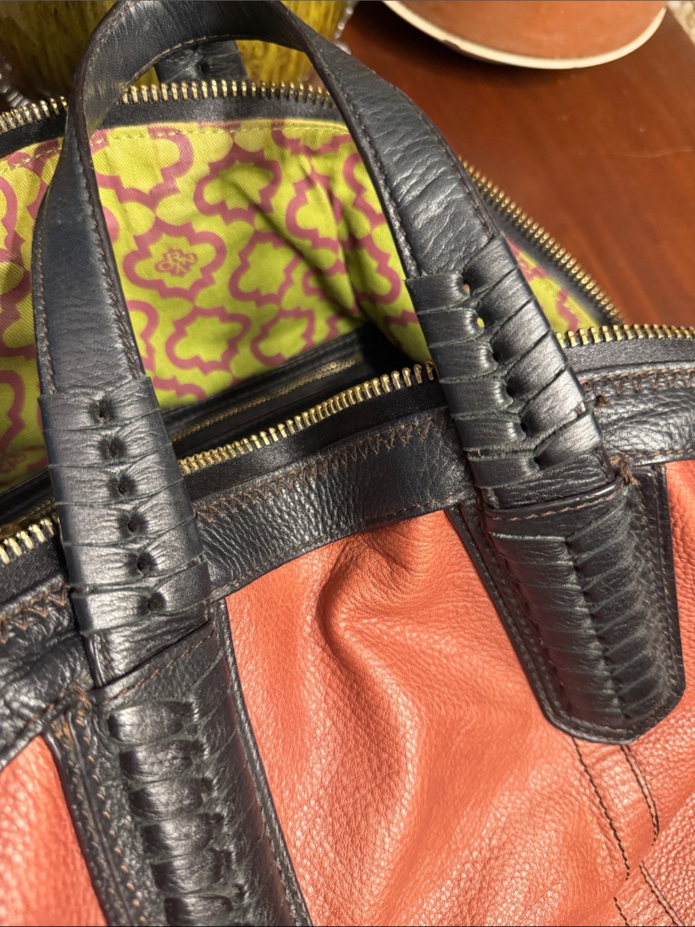 orYANY SY918 Burnt Orange Pebbled Leather Satchel Tote Shoulder Bag very clean! - Picture 11 of 11